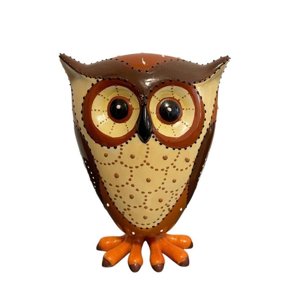 TII Collection Ceramic Brown Wobbly Spring Legs Bobble Head Owl Figurine Vintage